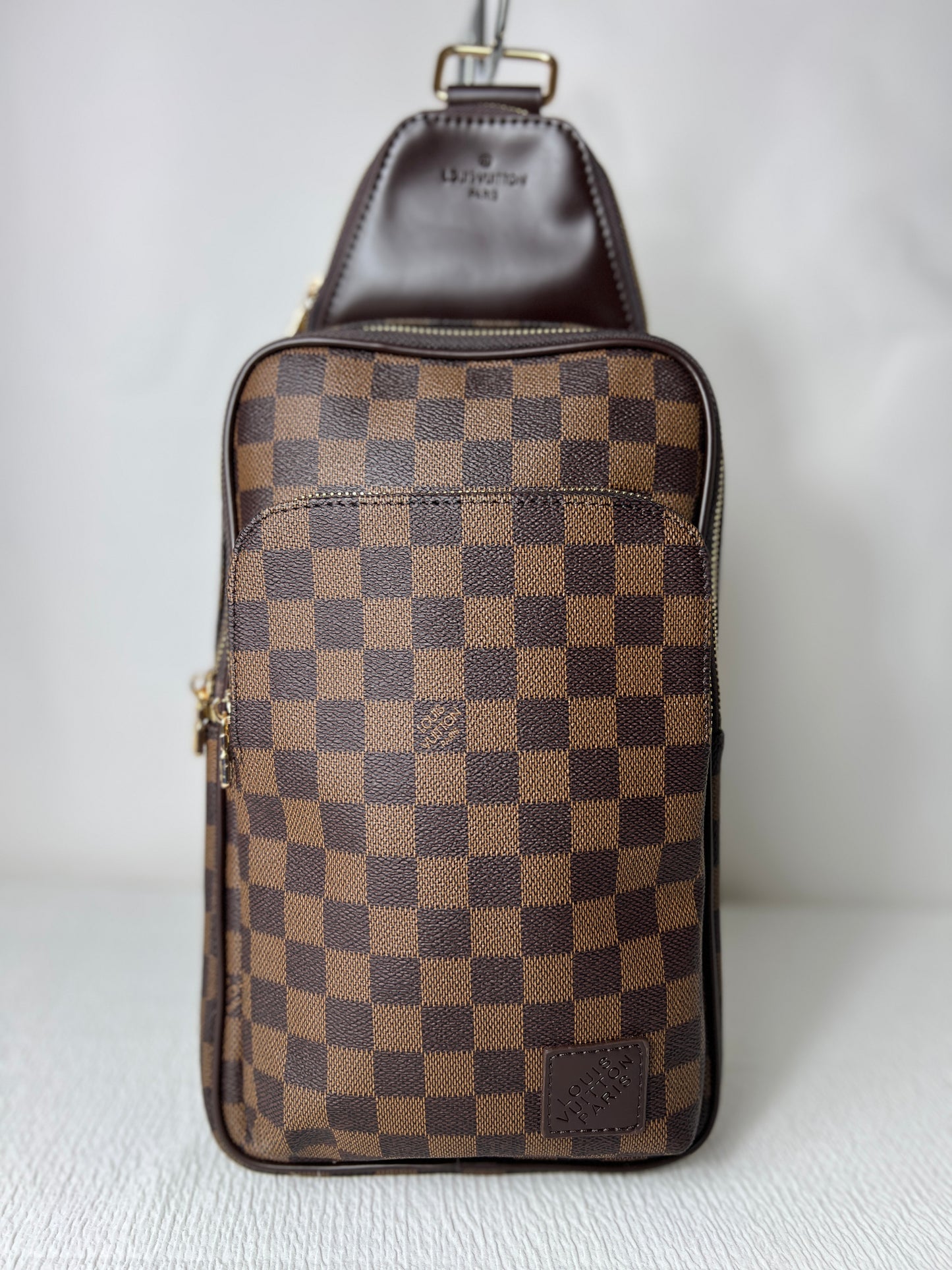 Brown checkered Men sling