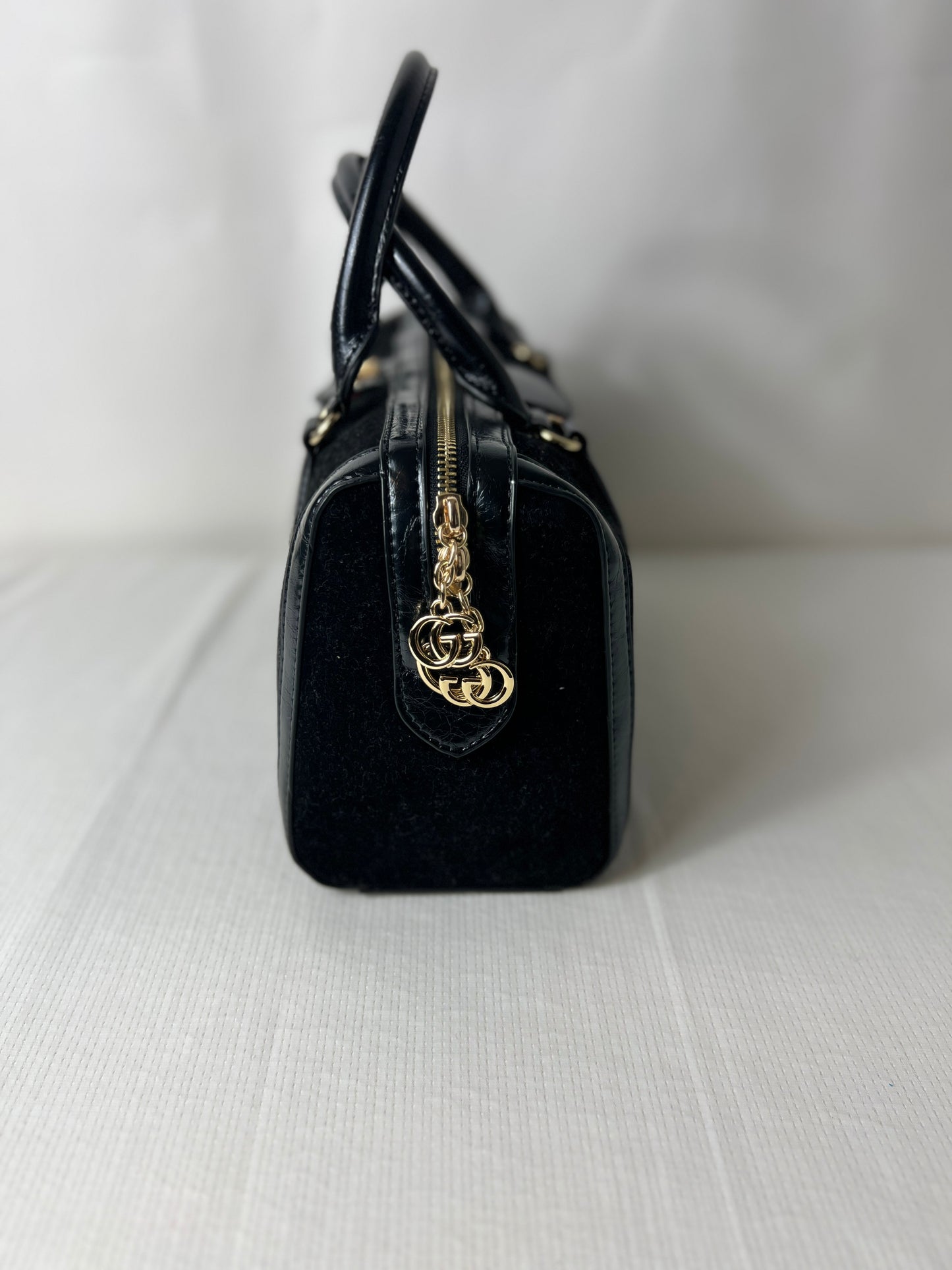 Black suede Gw/ waxed leather