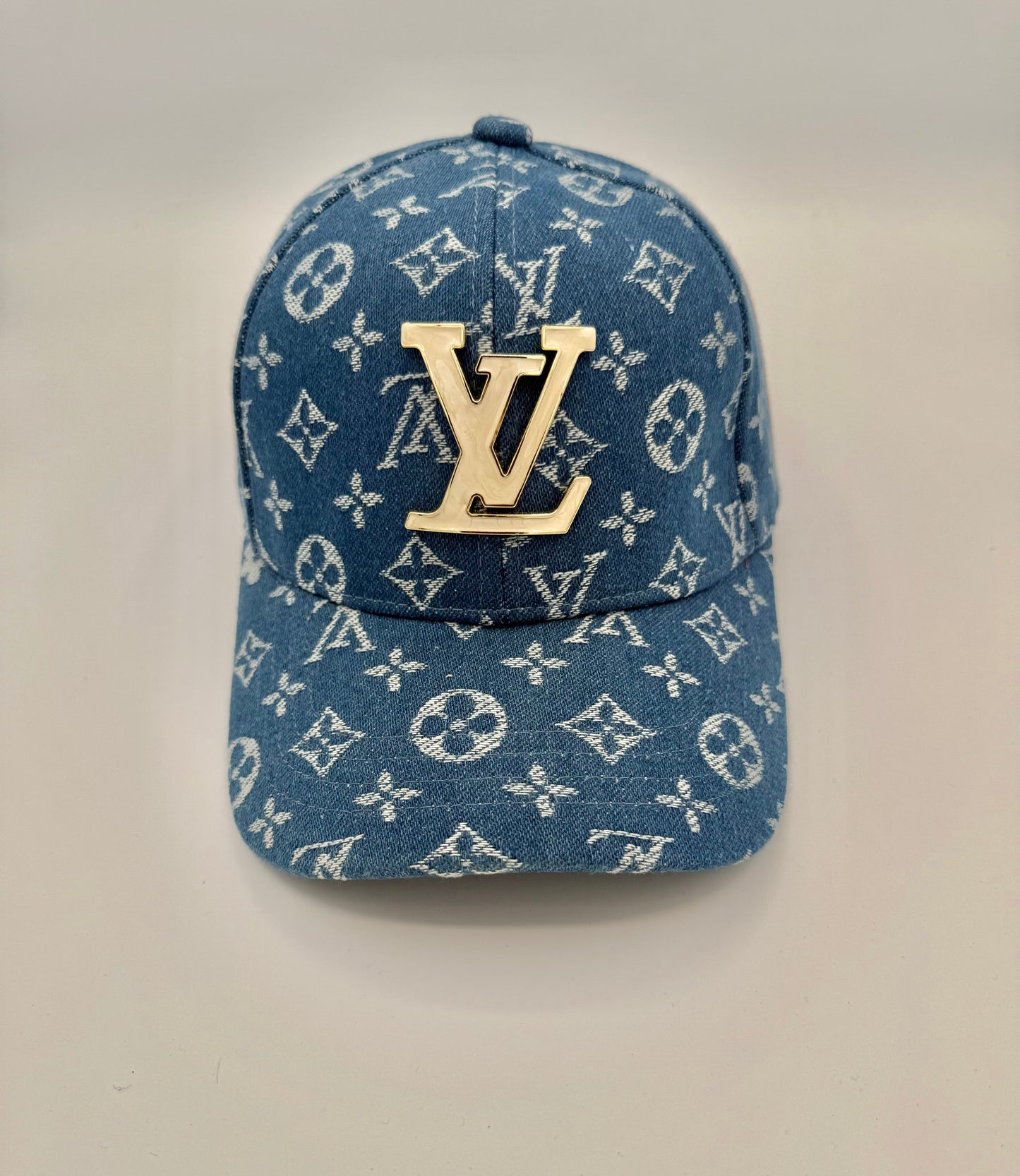 Denim monogram cap W/ center logo