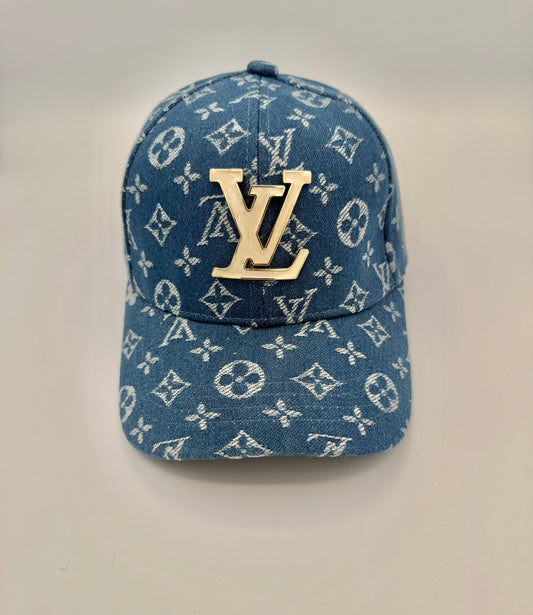 Denim monogram cap W/ center logo