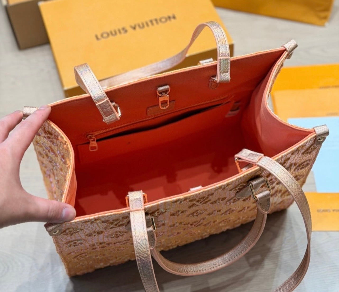Iridescent orange tote￼