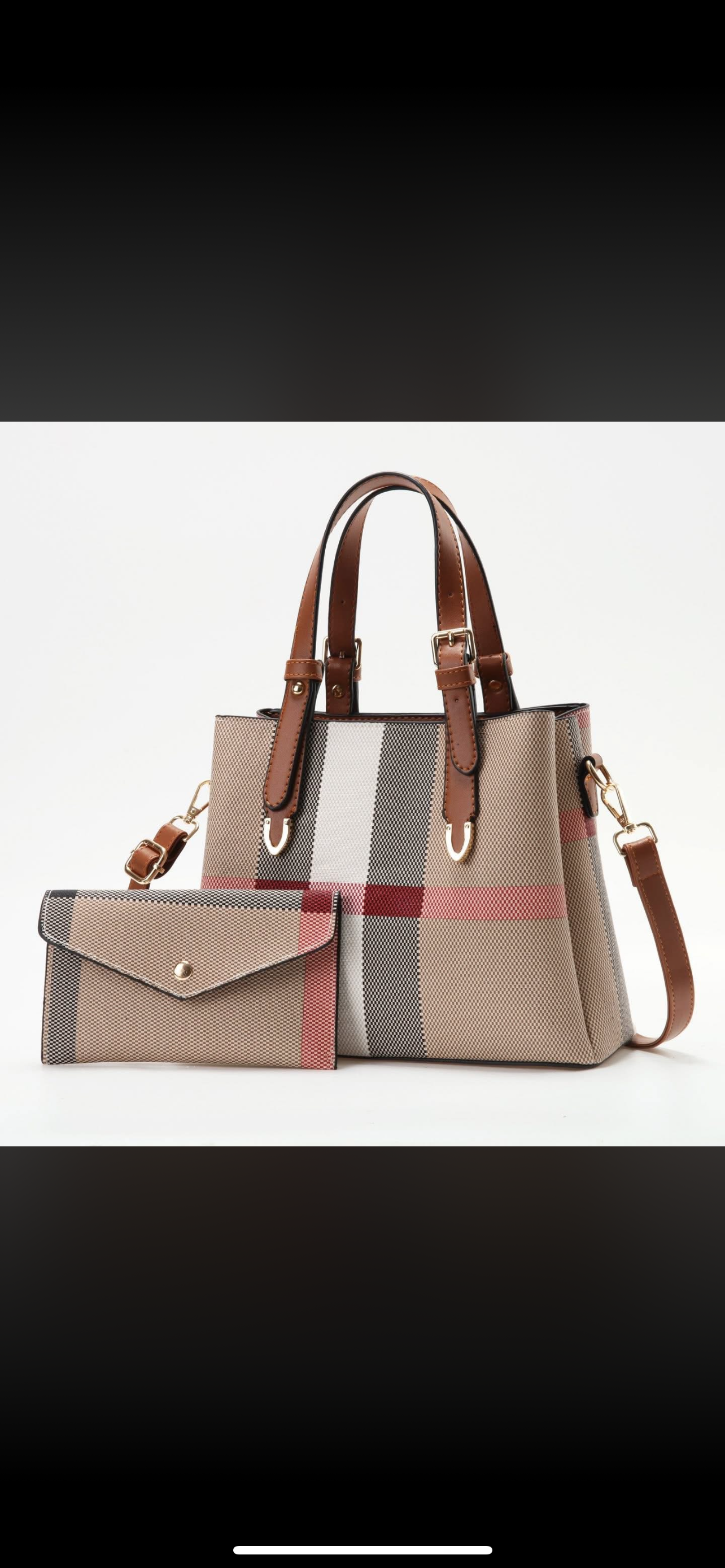 Plaid handbags￼ with matching wallet