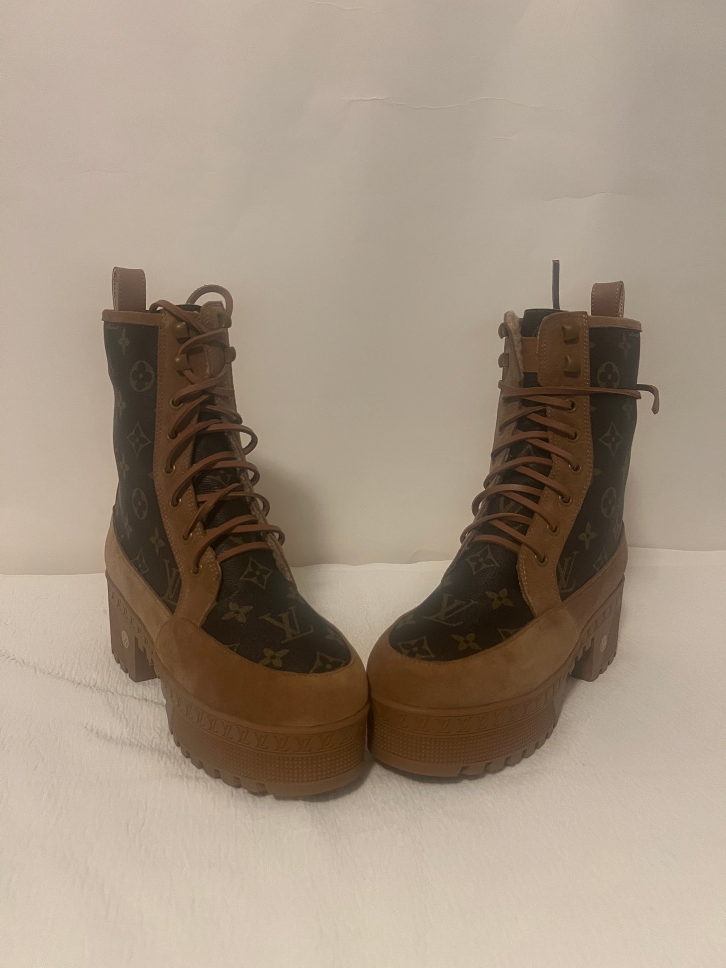 Brown monogram boots