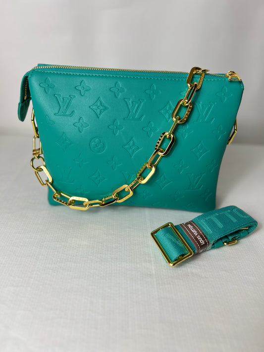 Turquoise embossed with chain ￼