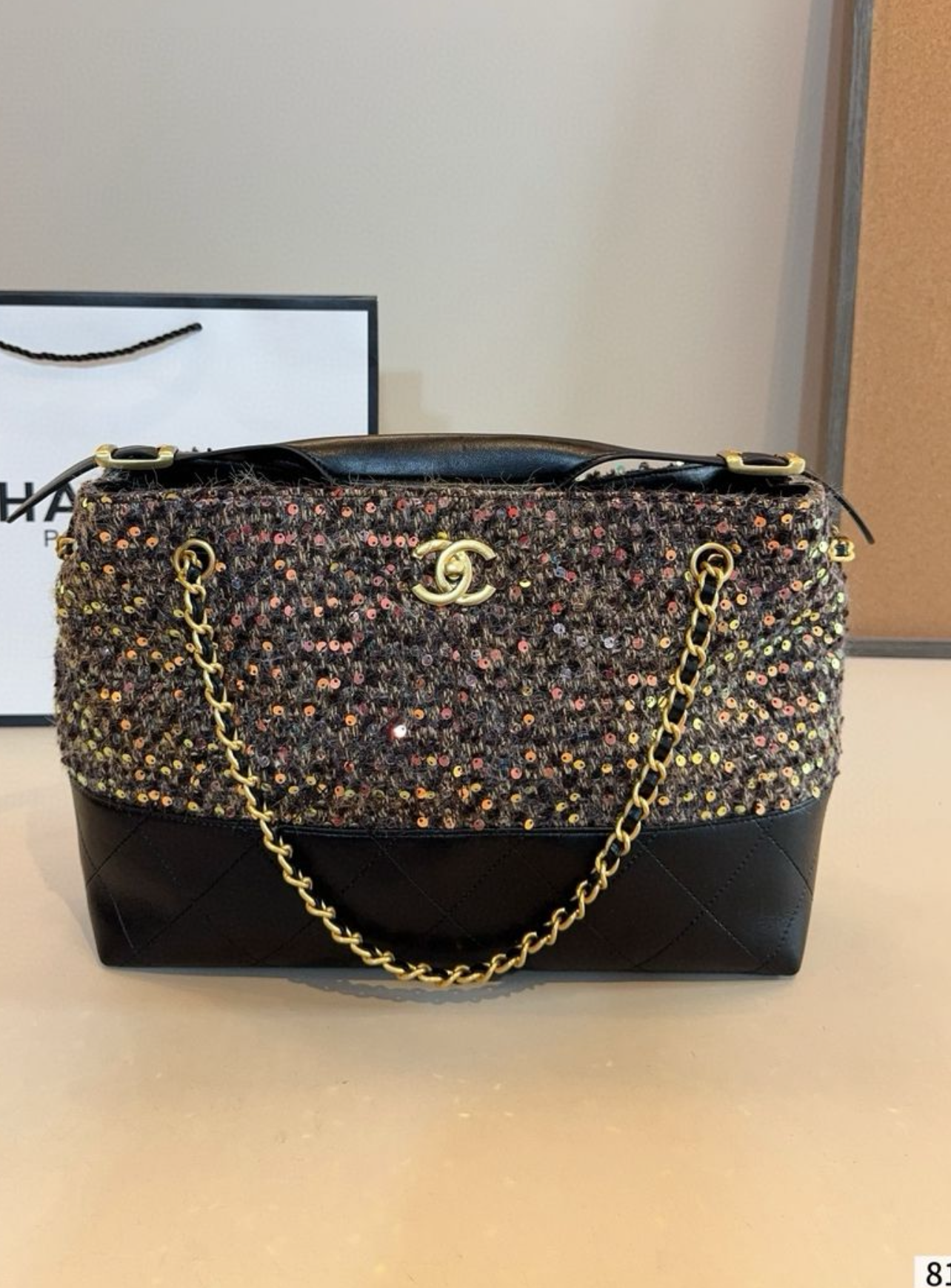 CC sequin shoulder bag