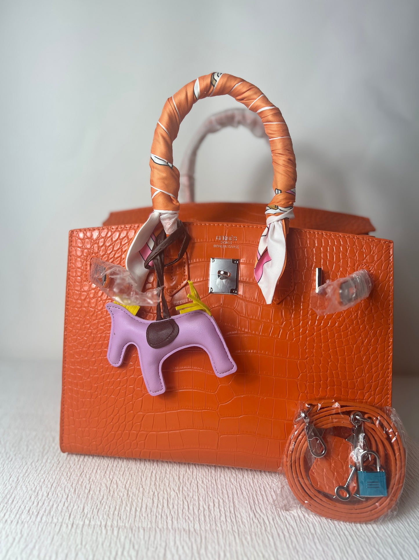 Orange Croc Skin Girkin