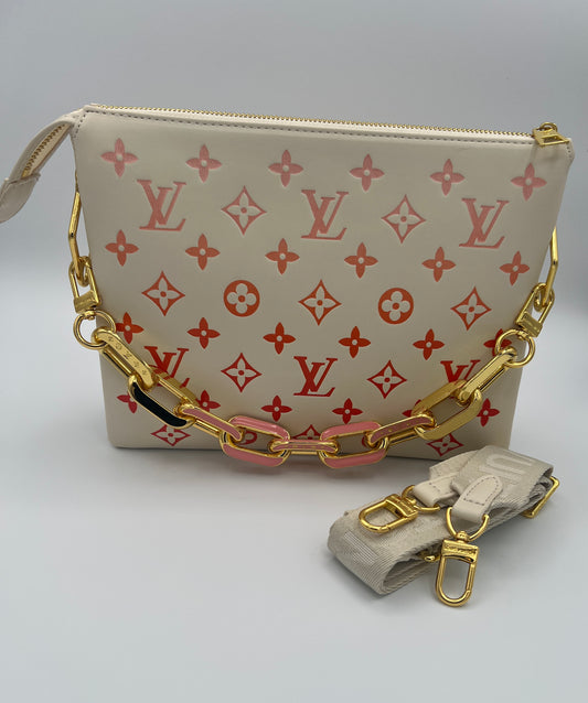Embossed bag with thick chain